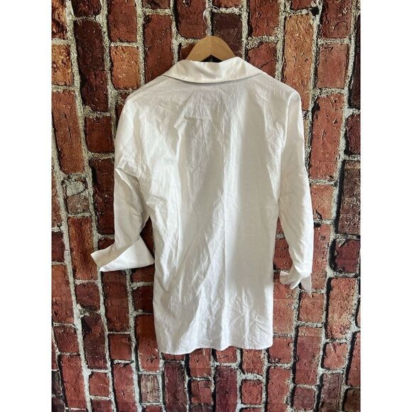Commense womens White Long Sleeve Open Front Collared Shirt NWT Size Small - Picture 2 of 3